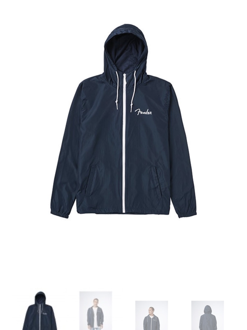 Fender guitars Navy Hooded Zip Windbreaker